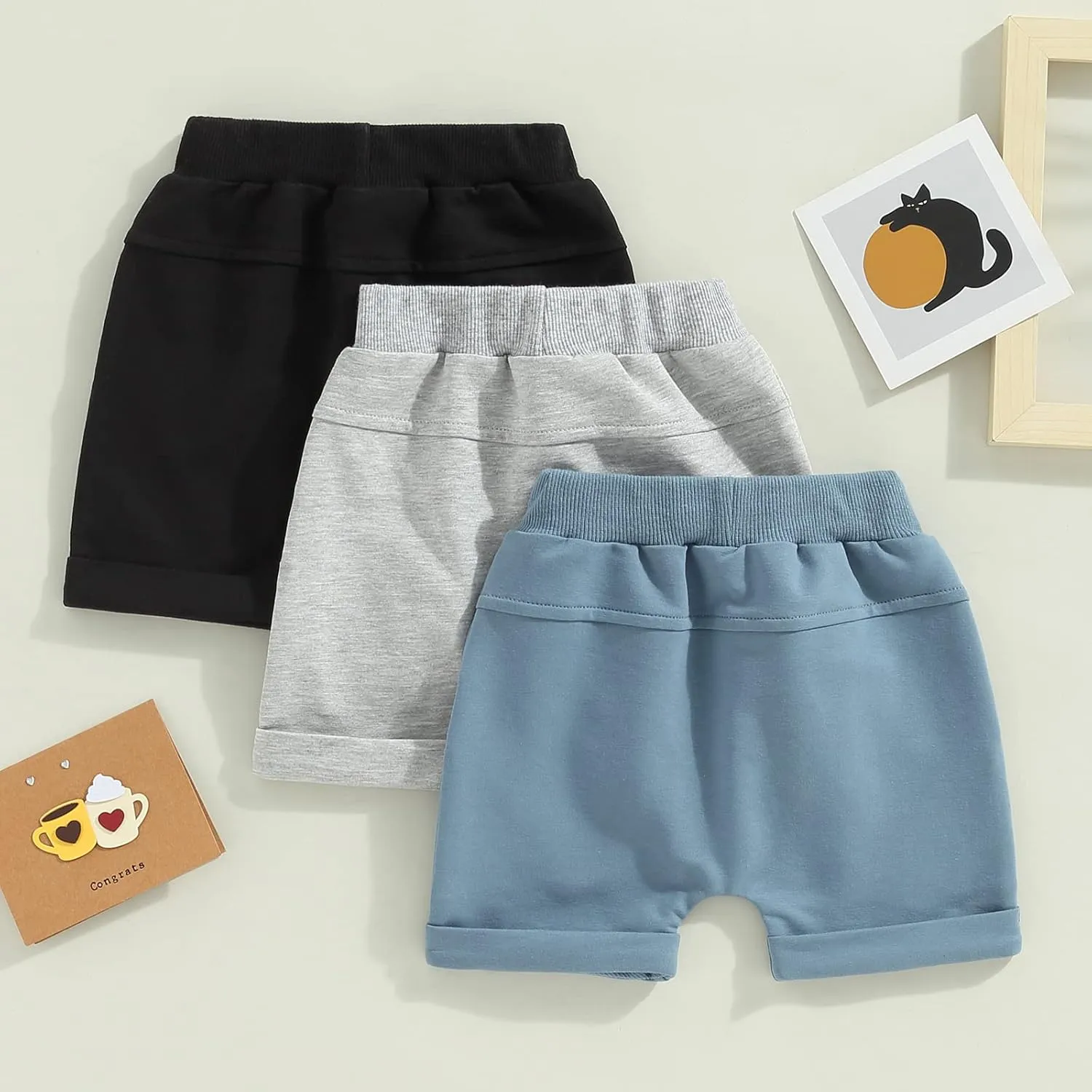 Bagilaanoe Toddler Baby Boy Shorts Summer Solid Plain Shorts Bloomers Casual Elastic Waist Jogger Shorts Bottoms
