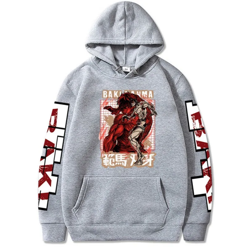 Baki the Grappler Print Anime Hoodies Hip Hop Style Pullovers Casual Streetwear Hoodie Daily Clothing