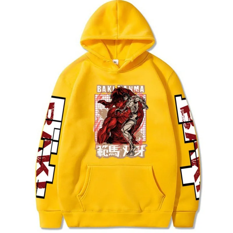 Baki the Grappler Print Anime Hoodies Hip Hop Style Pullovers Casual Streetwear Hoodie Daily Clothing