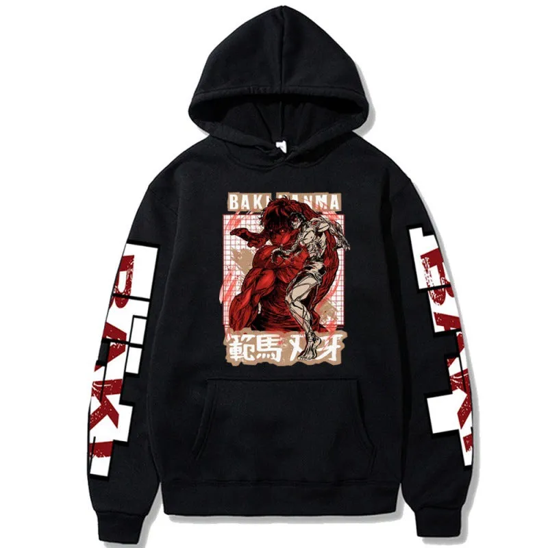 Baki the Grappler Print Anime Hoodies Hip Hop Style Pullovers Casual Streetwear Hoodie Daily Clothing