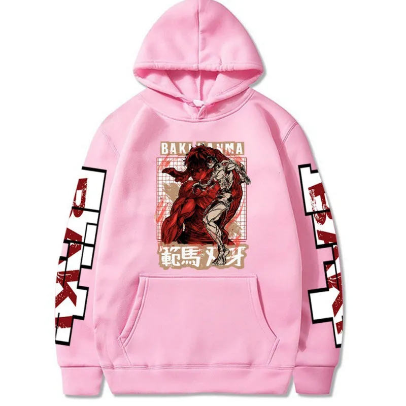 Baki the Grappler Print Anime Hoodies Hip Hop Style Pullovers Casual Streetwear Hoodie Daily Clothing