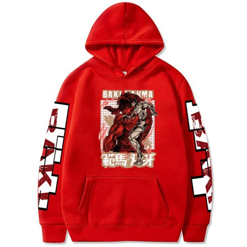 Baki the Grappler Print Anime Hoodies Hip Hop Style Pullovers Casual Streetwear Hoodie Daily Clothing