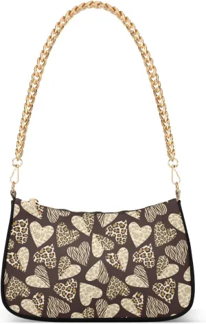 Bat Halloween Women's Chain Shoulder Bag, Metal Chain Strap Zip Purse for Women