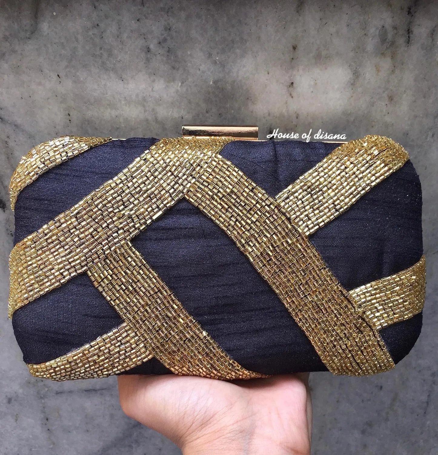 Beaded Embroidery Clutch for Evening Bag Cocktail Wedding Purse Bridal Prom Handbag Small Chain Strap Crossbody Bag - Black