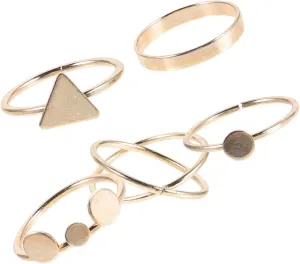 BESPORTBLE 5pcs Gold Finger Rings Set for Women Vintage Heart Open Ring Design Lightweight Jewelry for Daily Wear Weddings and Special Occasions