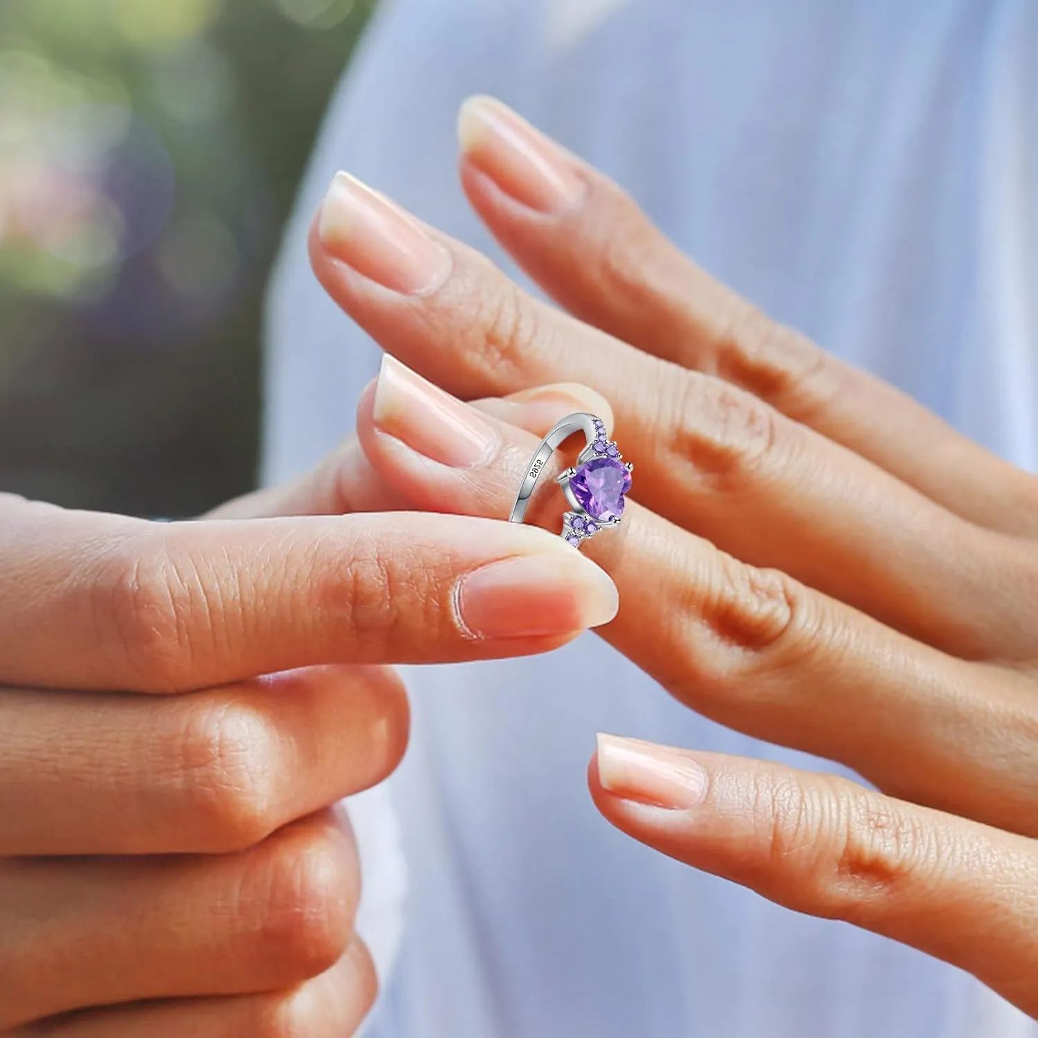 Birthstone Rings for Women Mother,925 Sterling Silver Cubic Zirconia Stackable Wedding Band Anniversary Jewelry Gift for Her