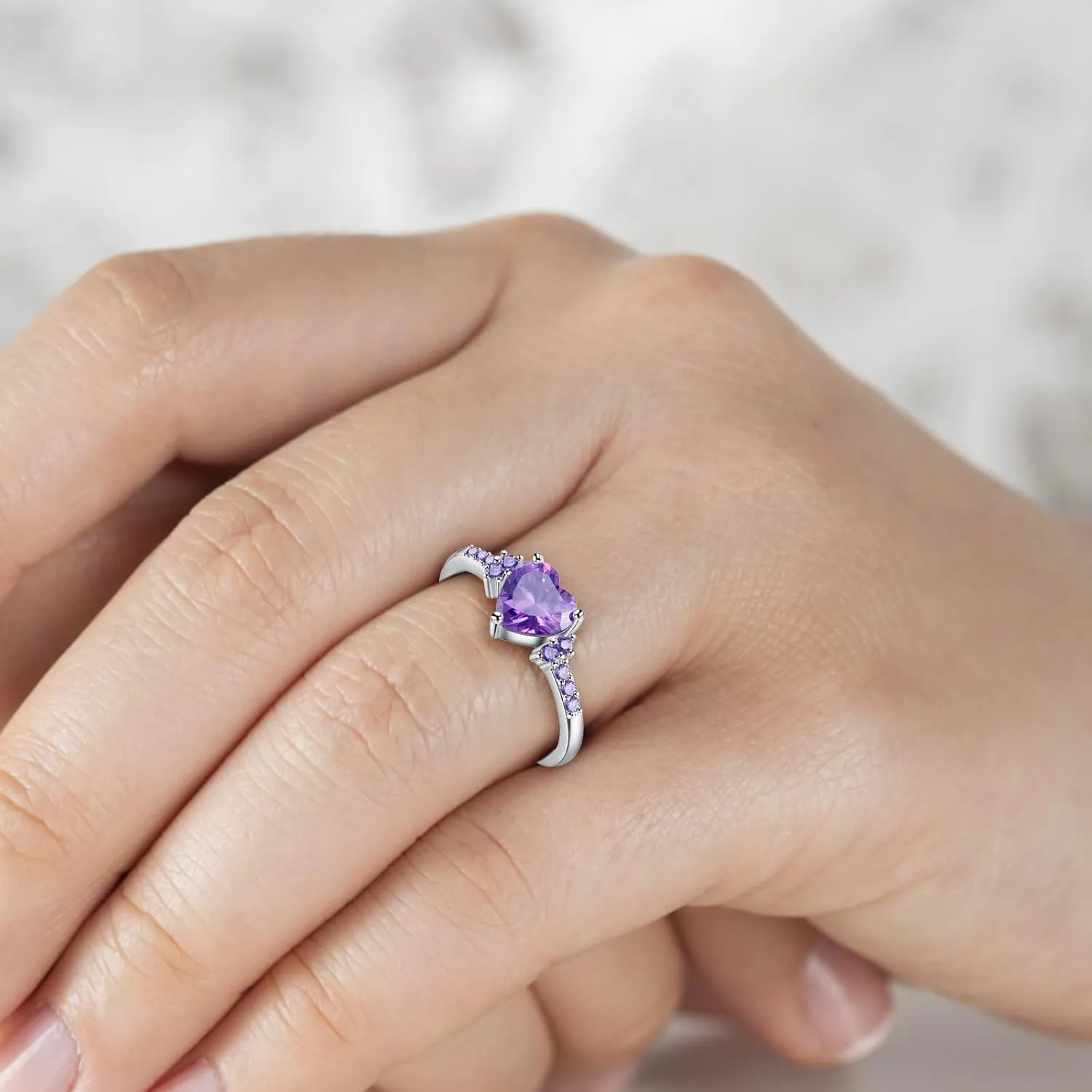 Birthstone Rings for Women Mother,925 Sterling Silver Cubic Zirconia Stackable Wedding Band Anniversary Jewelry Gift for Her