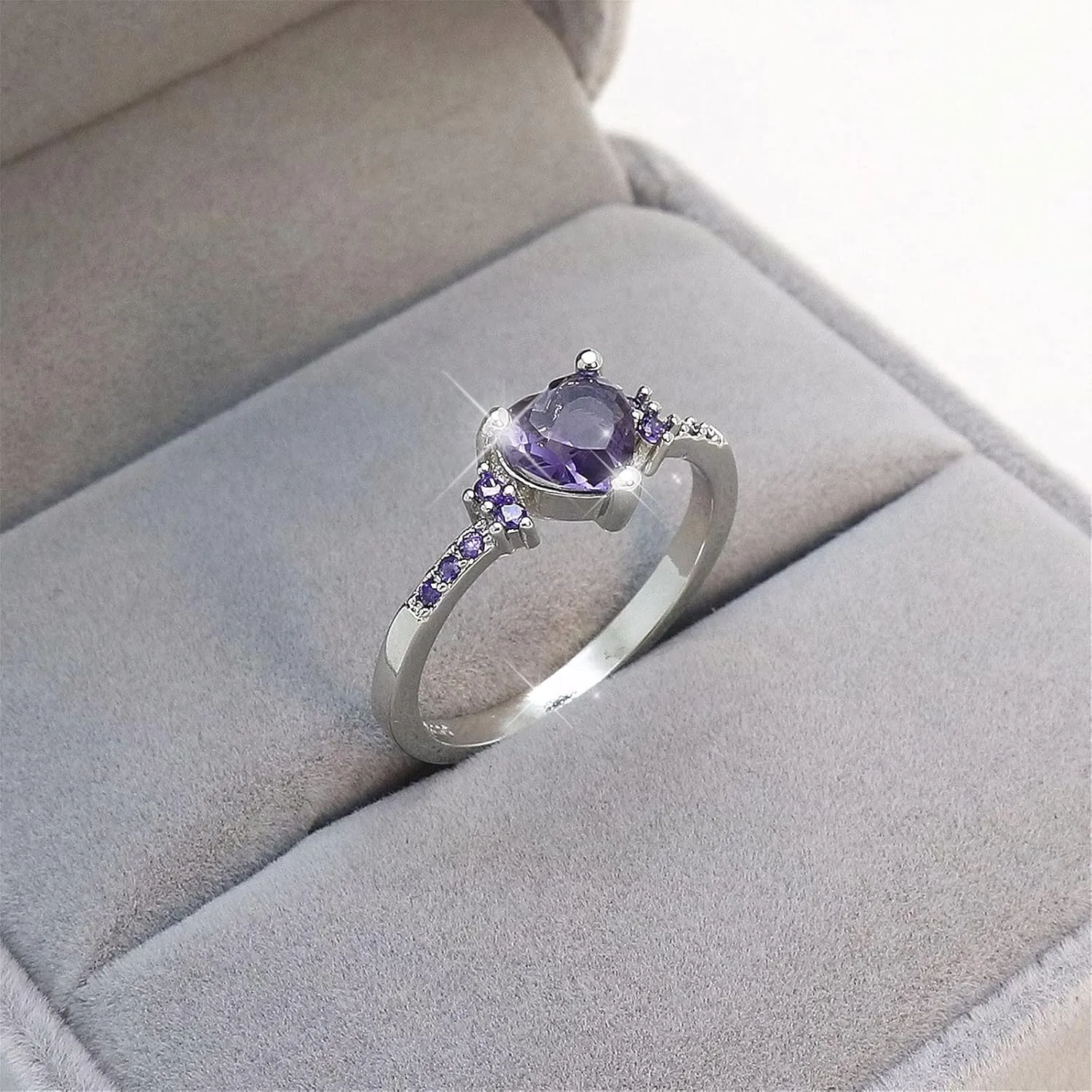 Birthstone Rings for Women Mother,925 Sterling Silver Cubic Zirconia Stackable Wedding Band Anniversary Jewelry Gift for Her