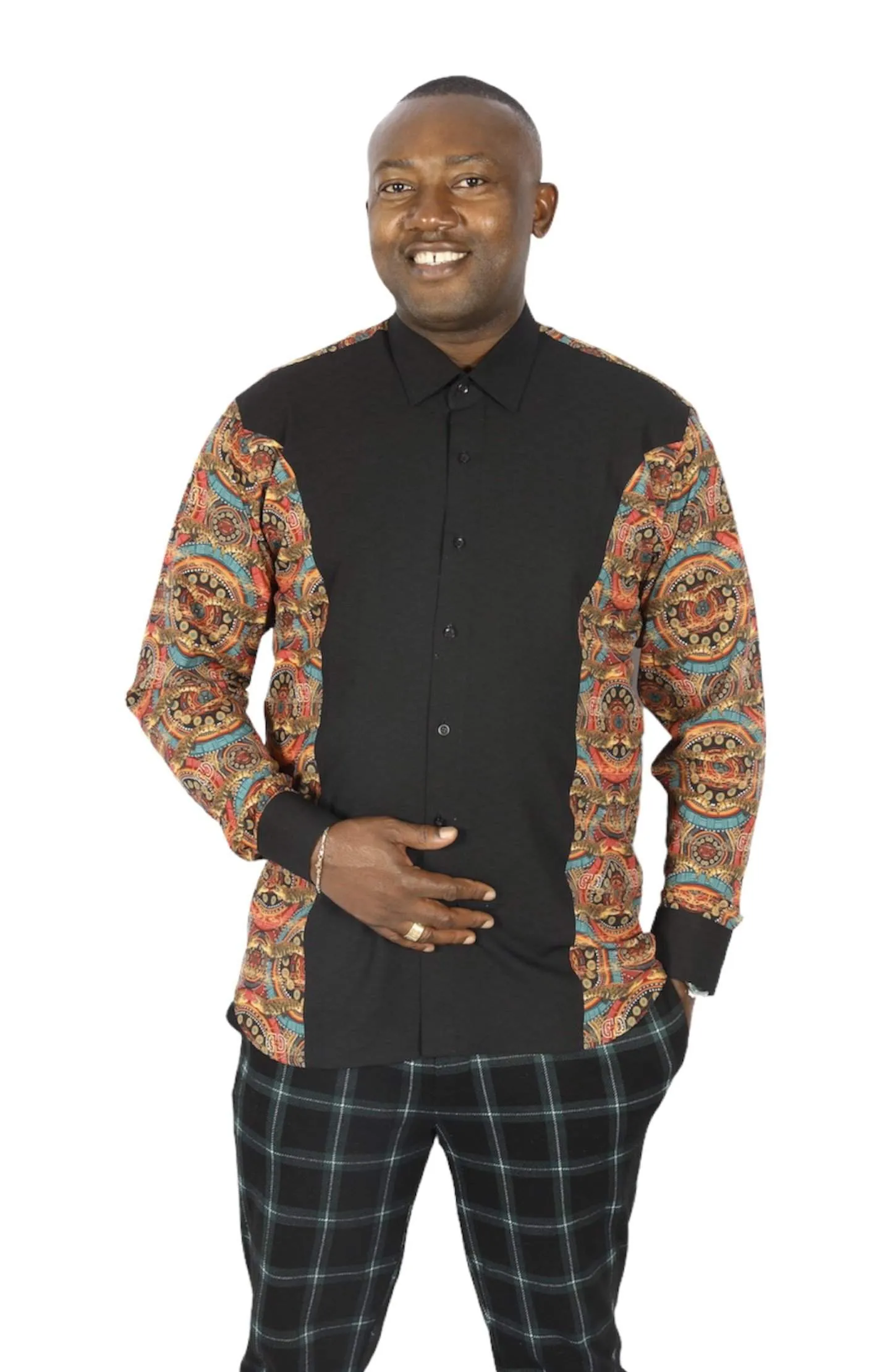 Black Men African Shirt with D&D Crocodile Print