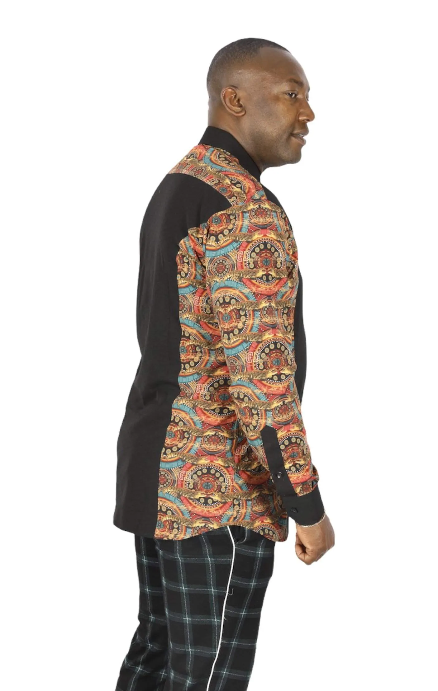 Black Men African Shirt with D&D Crocodile Print