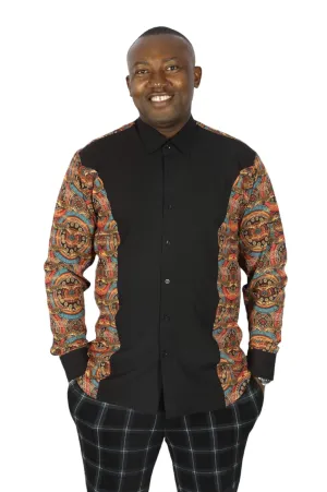 Black Men African Shirt with D&D Crocodile Print