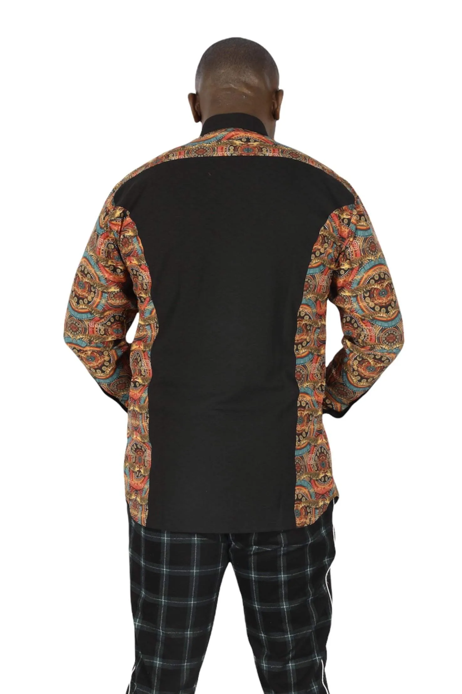 Black Men African Shirt with D&D Crocodile Print