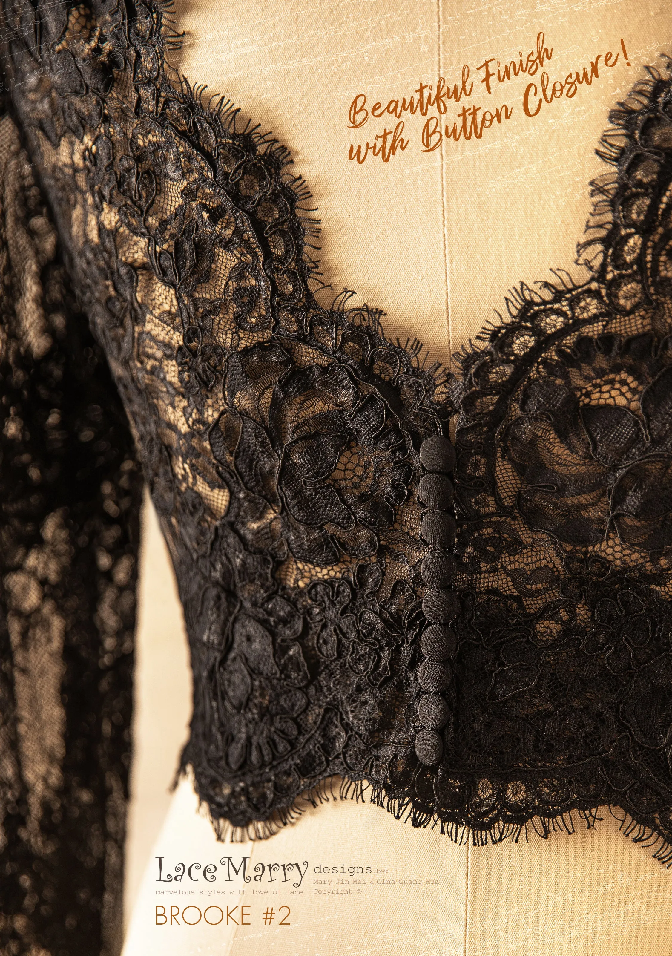 Black Wedding Dress with Separate Long Lacy Sleeves Bolero and Bustier