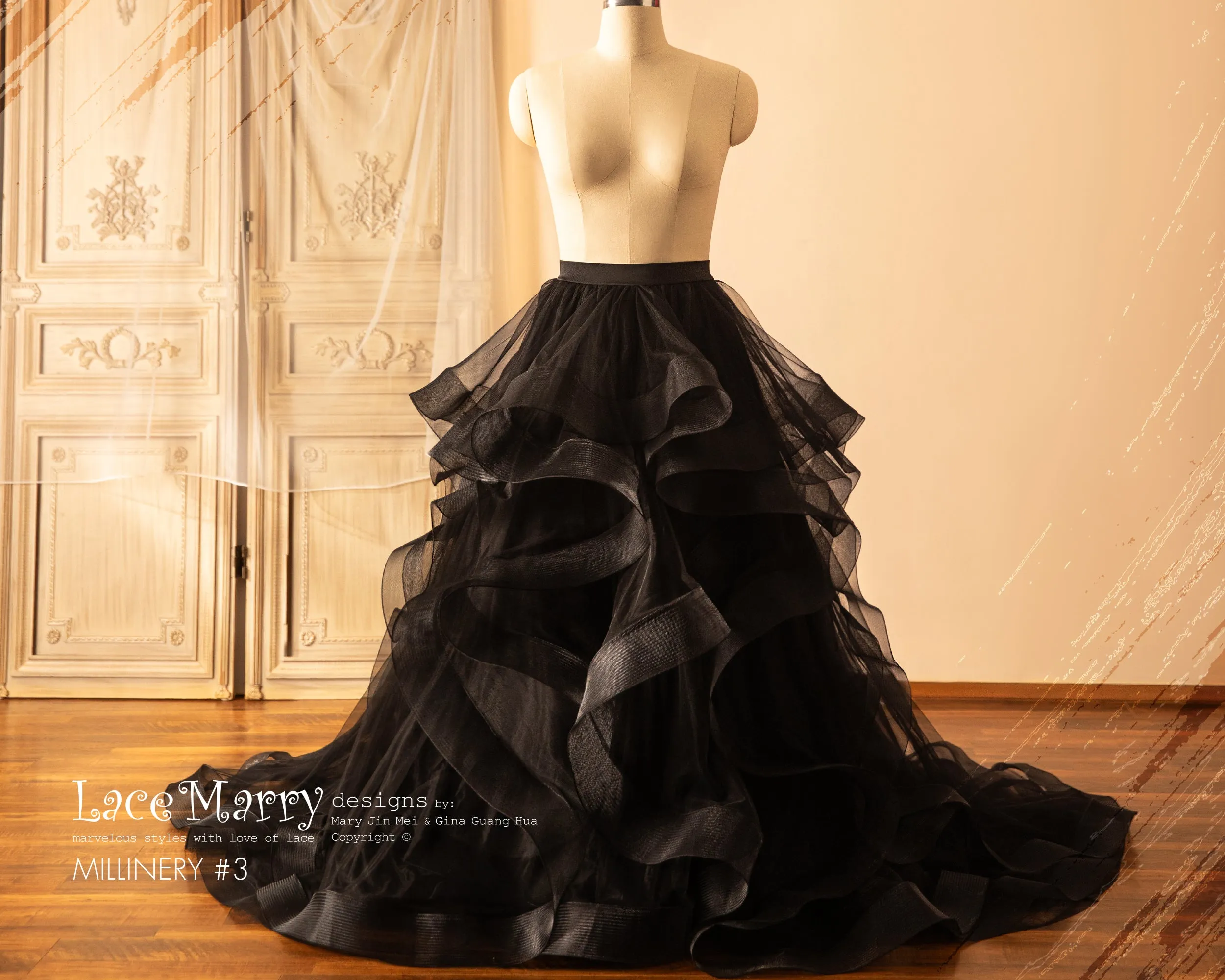 Black Wedding Dress with V Neck Separate Plain Bustier