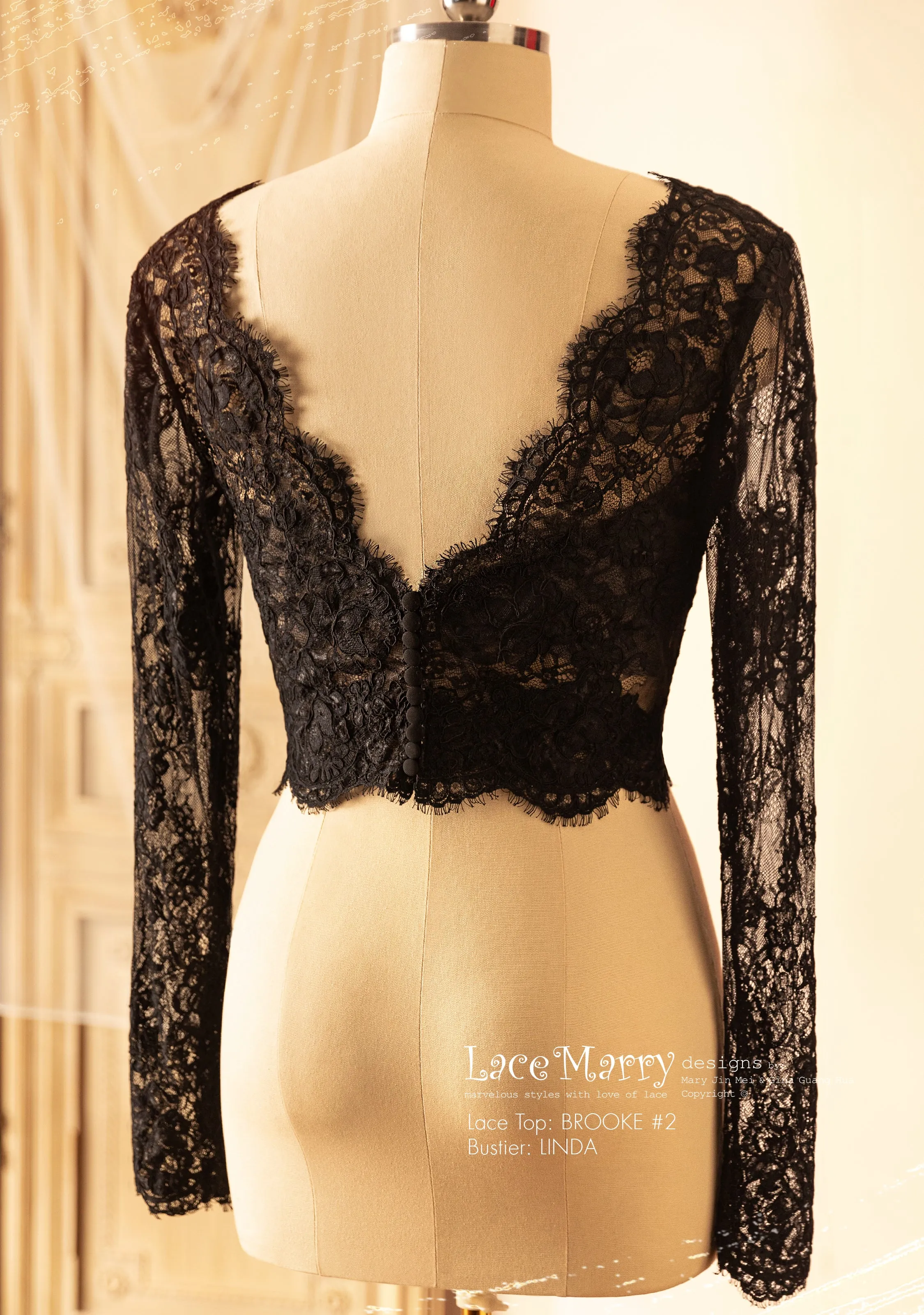 Black Wedding Dress with V Neck Separate Plain Bustier