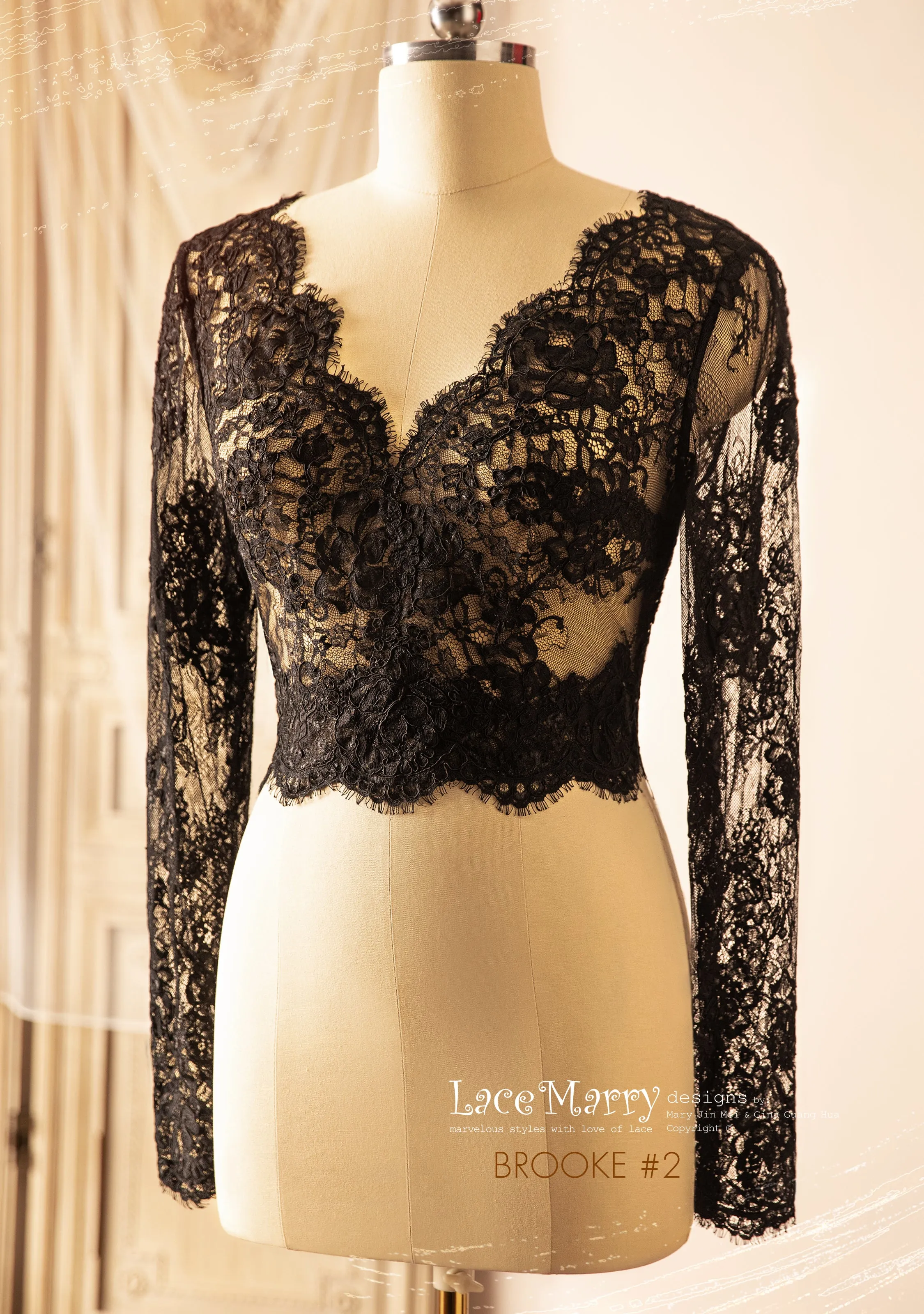 Black Wedding Dress with V Neck Separate Plain Bustier
