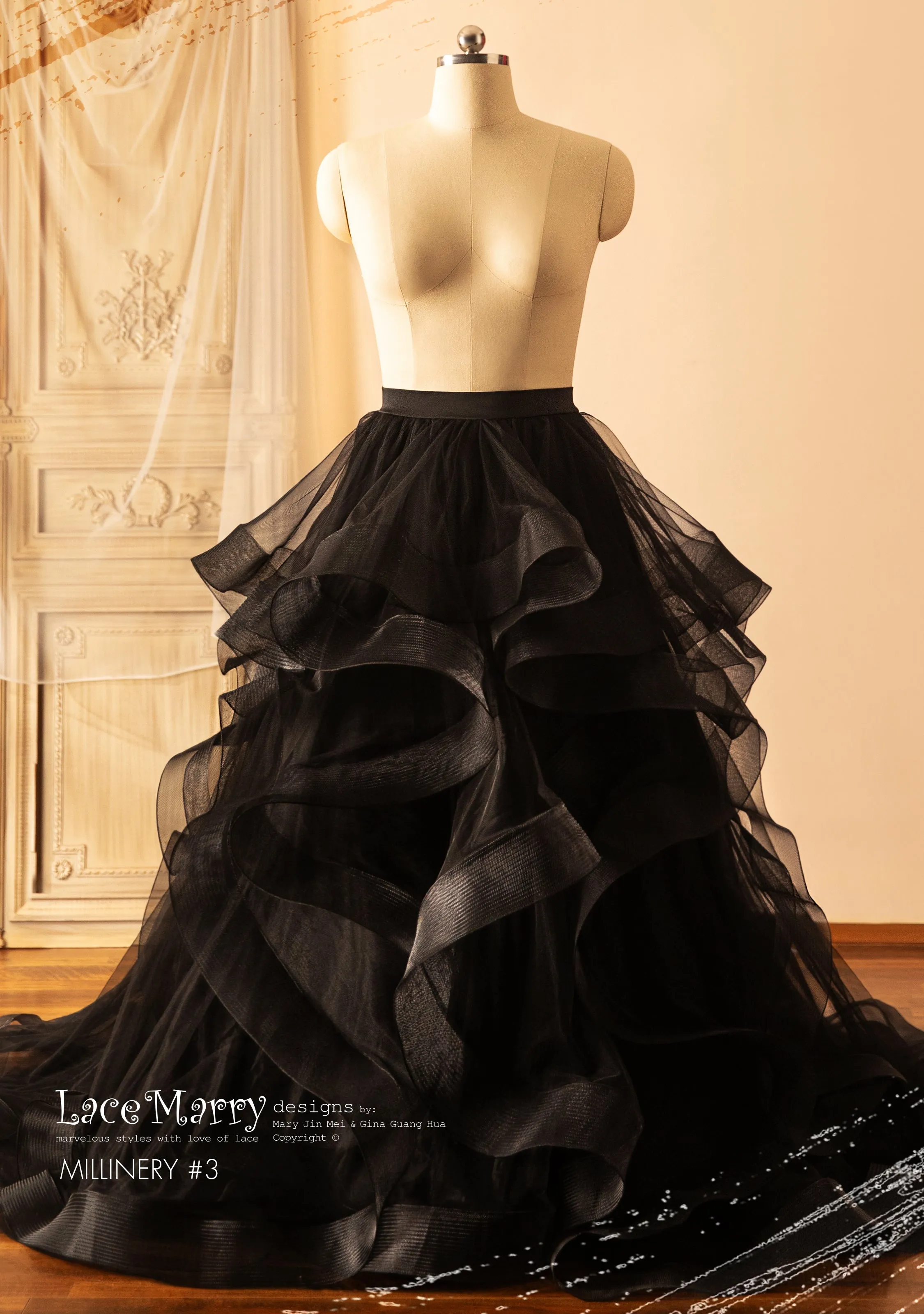 Black Wedding Dress with V Neck Separate Plain Bustier