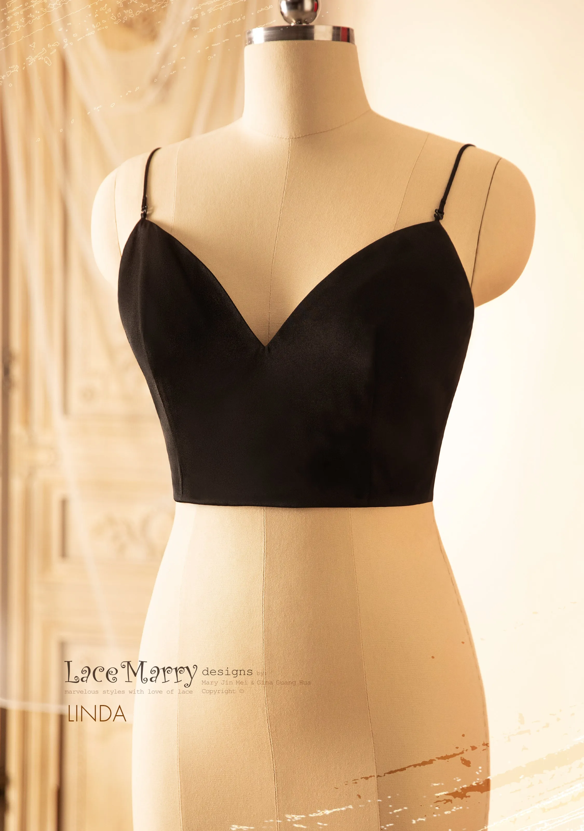 Black Wedding Dress with V Neck Separate Plain Bustier