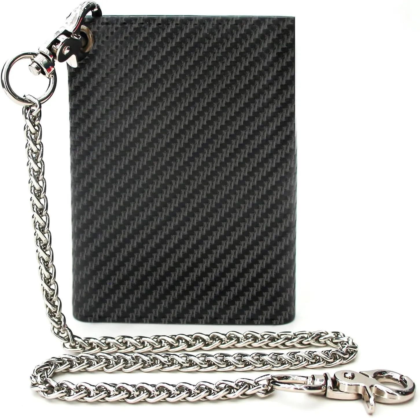 boshiho Real Leather RFID Blocking Bifold Wallets for Men Double Zipper Coin Pocket Purse with Anti-Theft Chain