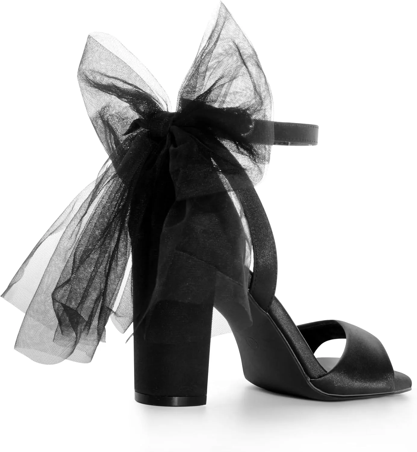 Bow Heels for Women Square Toe Chunky Heel Wedding Shoes