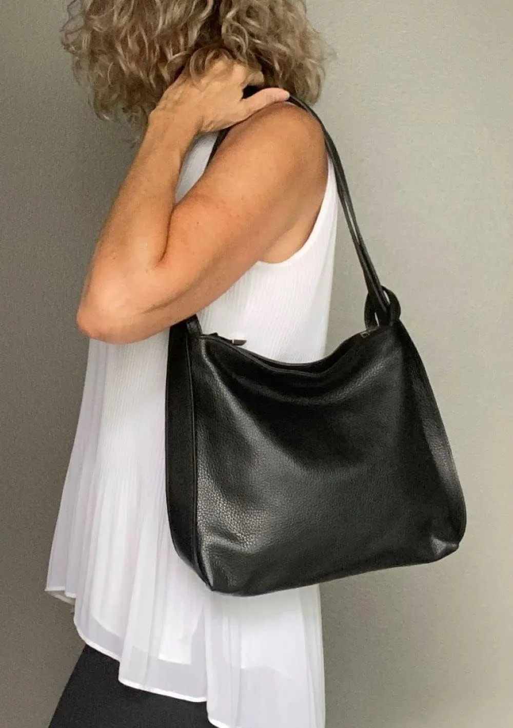 Bria Convertible Leather Backpack Purse - Soft Casual Travel Shoulder Bag