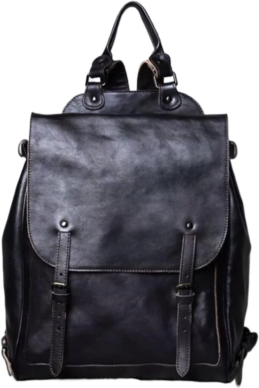 Briefcases Mens Backpacks Genuine Leather Computers Bags Casual Daypack Luggage Travel Bags Laptop Bags(Black)