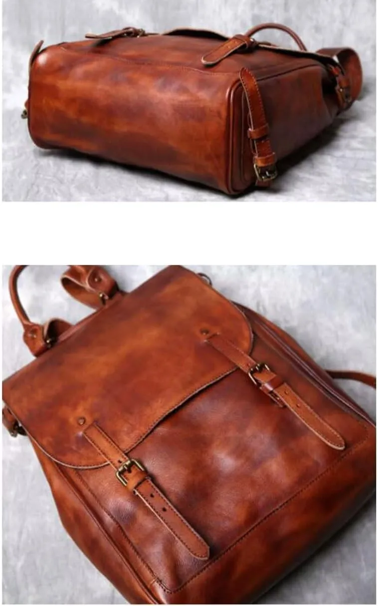 Briefcases Mens Backpacks Genuine Leather Computers Bags Casual Daypack Luggage Travel Bags Laptop Bags(Black)