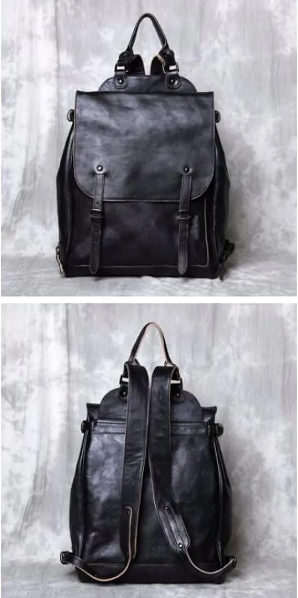 Briefcases Mens Backpacks Genuine Leather Computers Bags Casual Daypack Luggage Travel Bags Laptop Bags(Black)