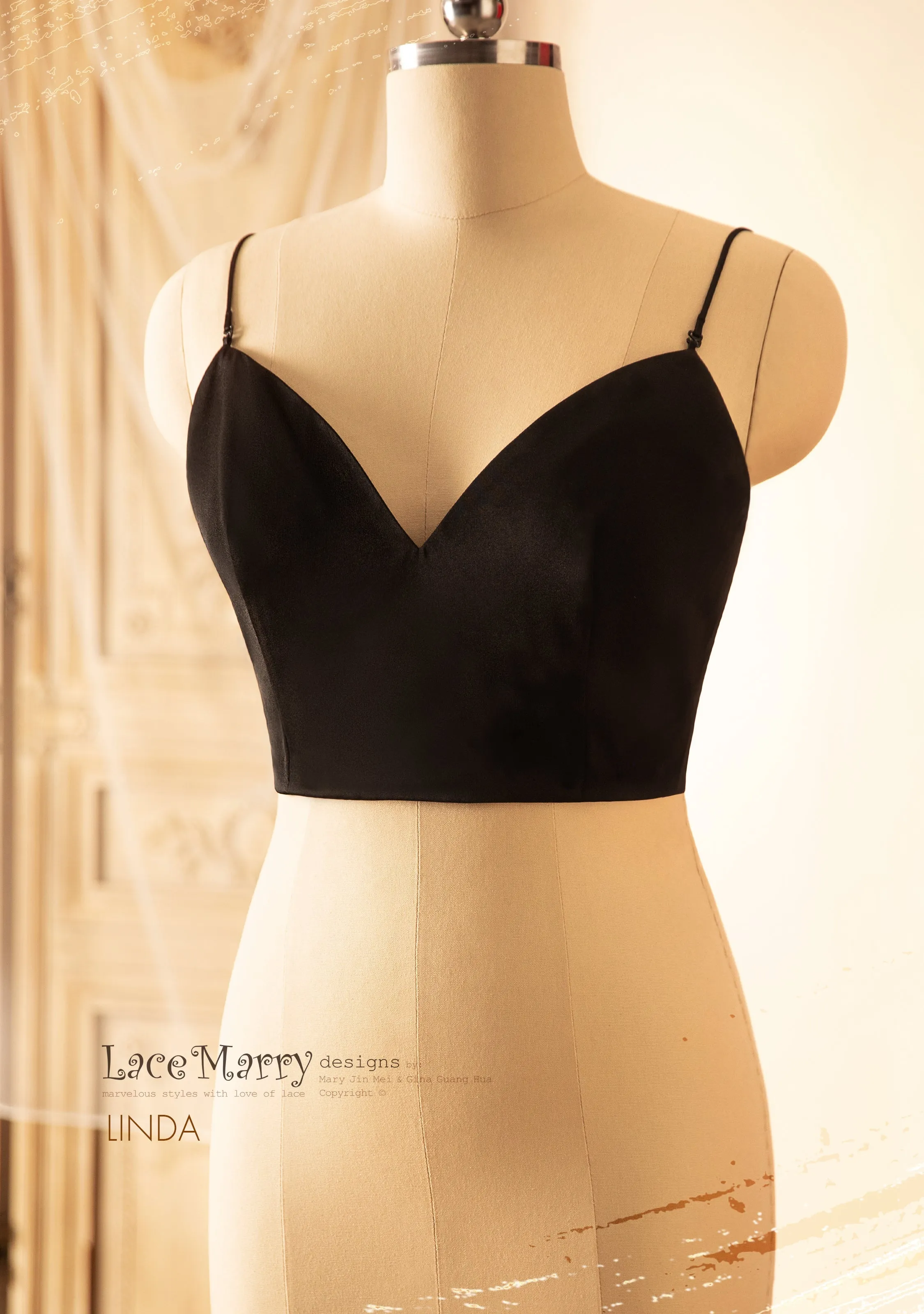 BROOKE #1 / Black Lace Bolero with Long Sleeves and V Neckline