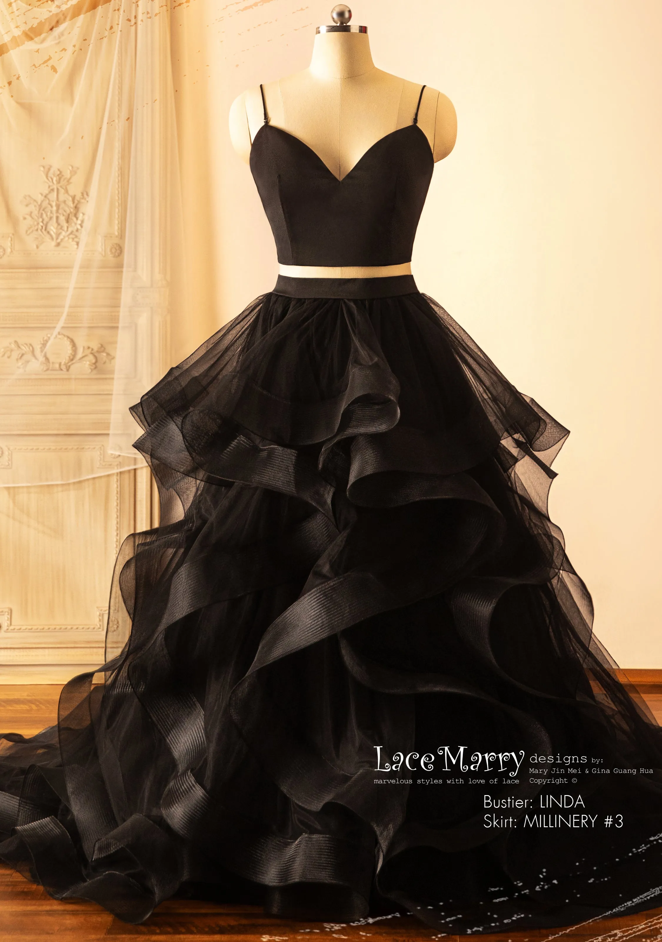 BROOKE #2 / Gothic Black Lace Bridal Bolero with Long Sleeves