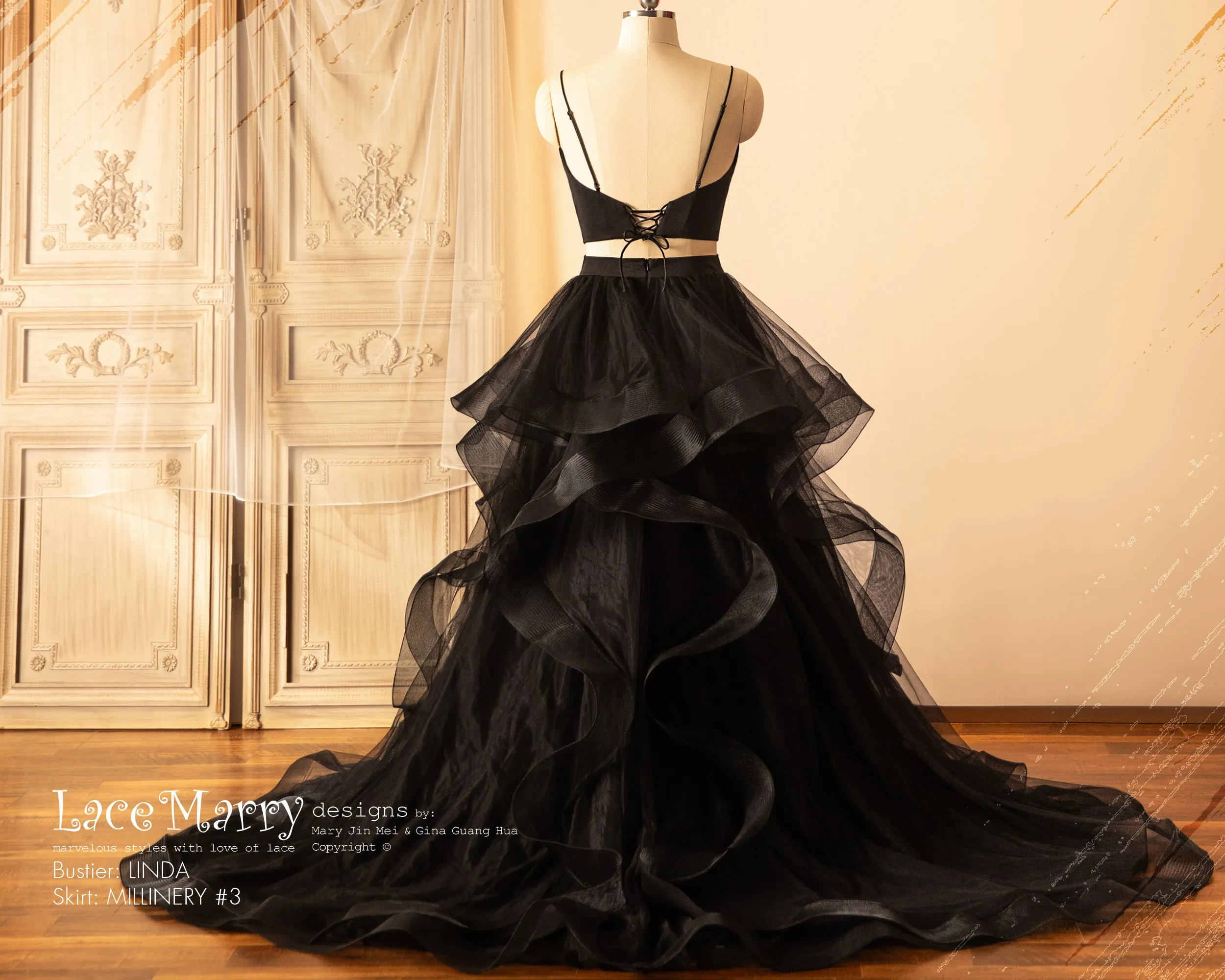 BROOKE #2 / Gothic Black Lace Bridal Bolero with Long Sleeves