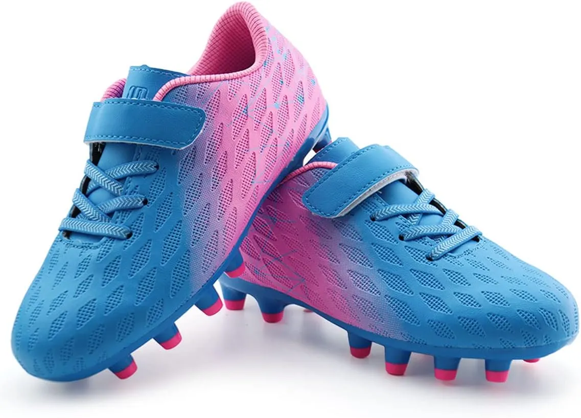 brooman Kids Firm Ground Soccer Cleats Boys Girls Athletic Outdoor Football Shoes