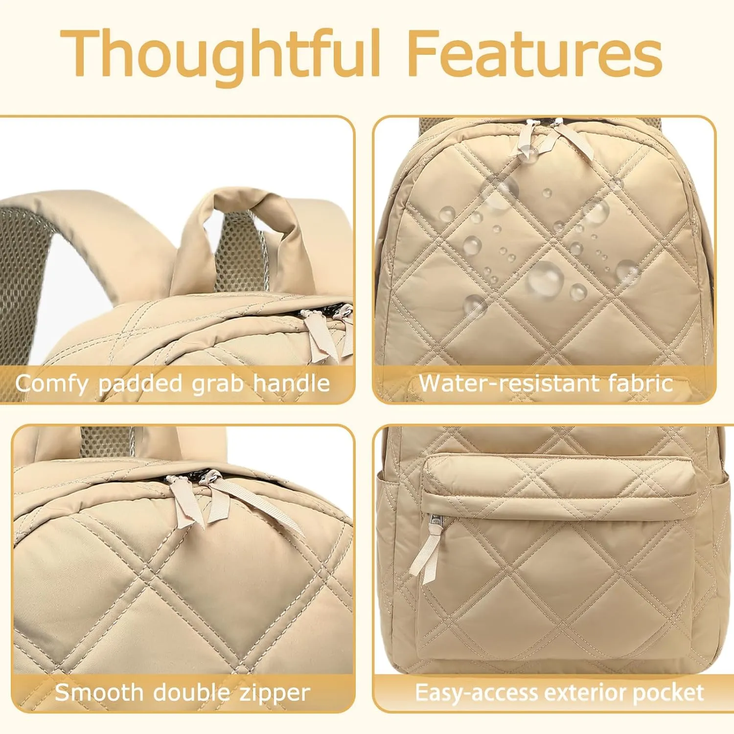 CAMTOP Backpack for Women Travel Backpack Qualited Girls Backpacks for School Lightweight Water-Resistant Casual Daypack Backpacks (Khaki)