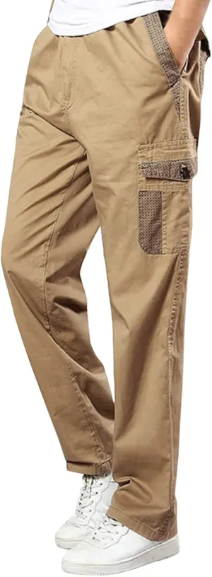 Cargo Pants for Men Baggy Lightweight Sweatpants Casual Loose-fit Pants Athletic Drawstring Pant with Pockets Men's