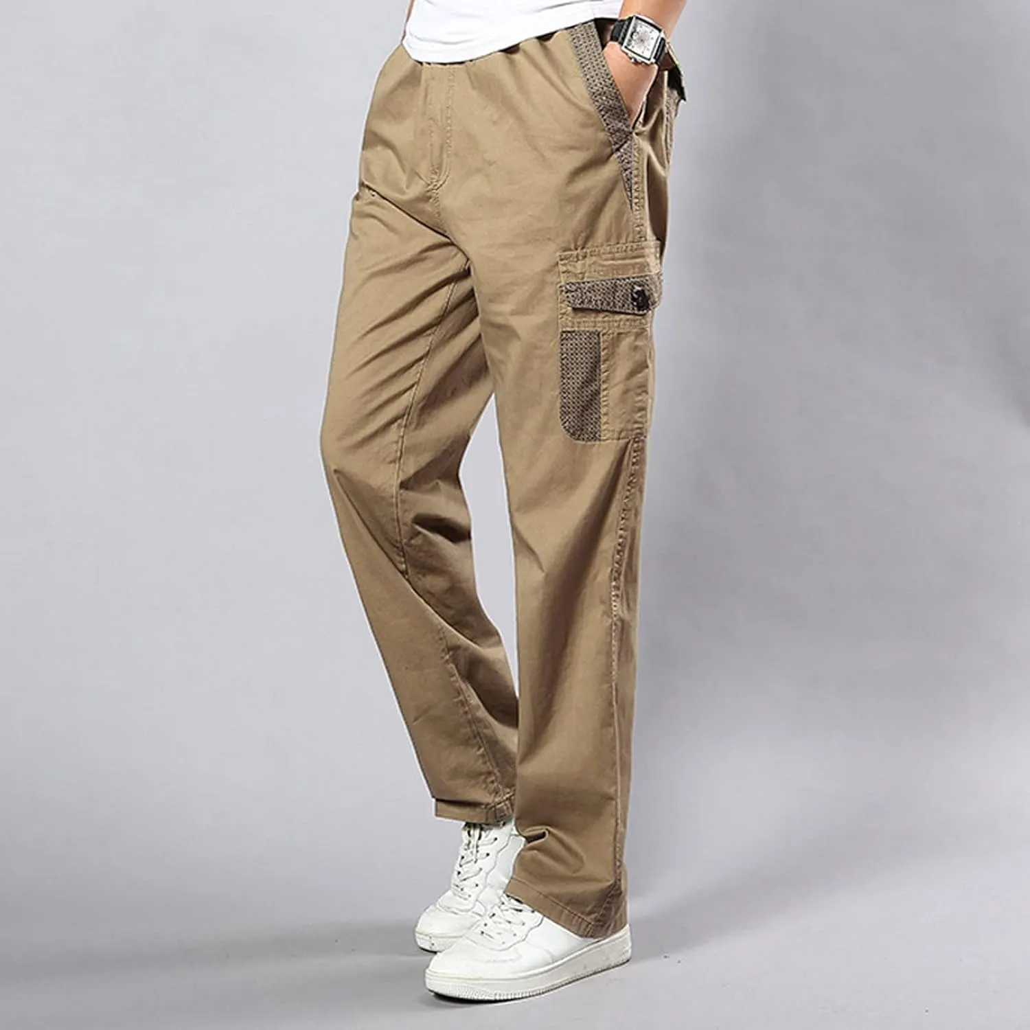 Cargo Pants for Men Baggy Lightweight Sweatpants Casual Loose-fit Pants Athletic Drawstring Pant with Pockets Men's