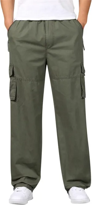 Cargo Pants for Men Relaxed Fit Elastic Running Athletic Sports Pants Casual Straight-Leg Trousers Mens Heavyweight
