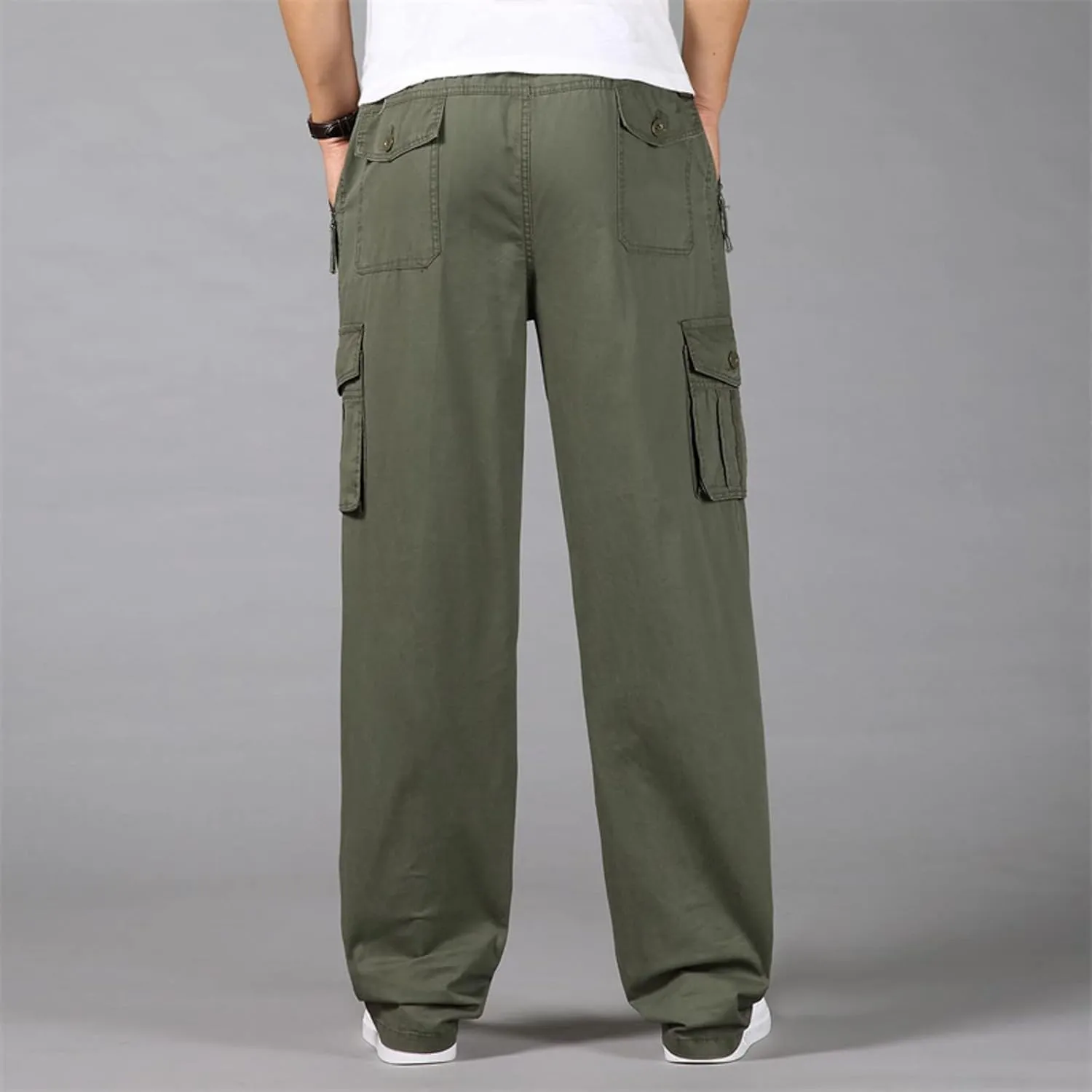 Cargo Pants for Men Relaxed Fit Elastic Running Athletic Sports Pants Casual Straight-Leg Trousers Mens Heavyweight