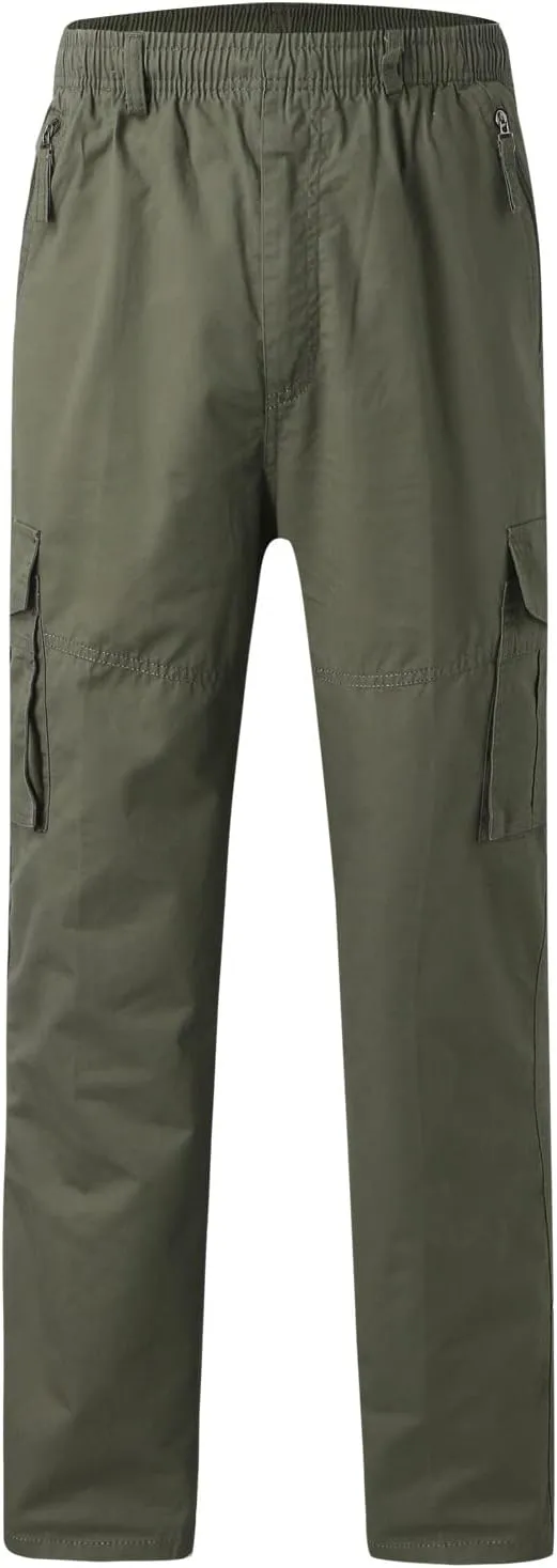 Cargo Pants for Men Relaxed Fit Elastic Running Athletic Sports Pants Casual Straight-Leg Trousers Mens Heavyweight