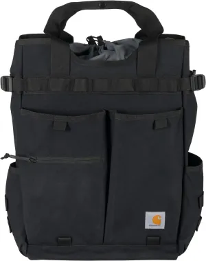 Carhartt 28L Nylon Cinch-Top Convertible Tote Backpack, Durable Pack with Laptop Sleeve, Black, One Size