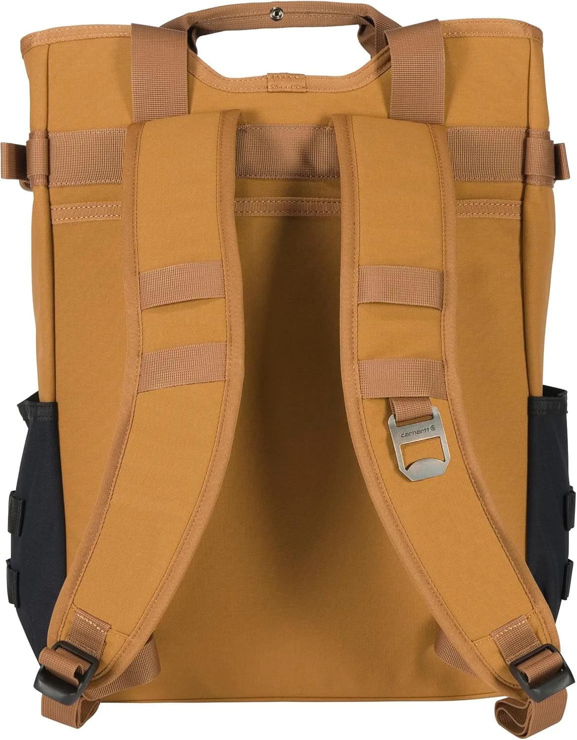 Carhartt 28L Nylon Cinch-Top Convertible Tote Backpack, Durable Pack with Laptop Sleeve, Brown, One Size