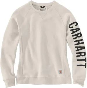 Carhartt Women's Relaxed Fit Midweight Crewneck Block Logo Sleeve Graphic Sweatshirt