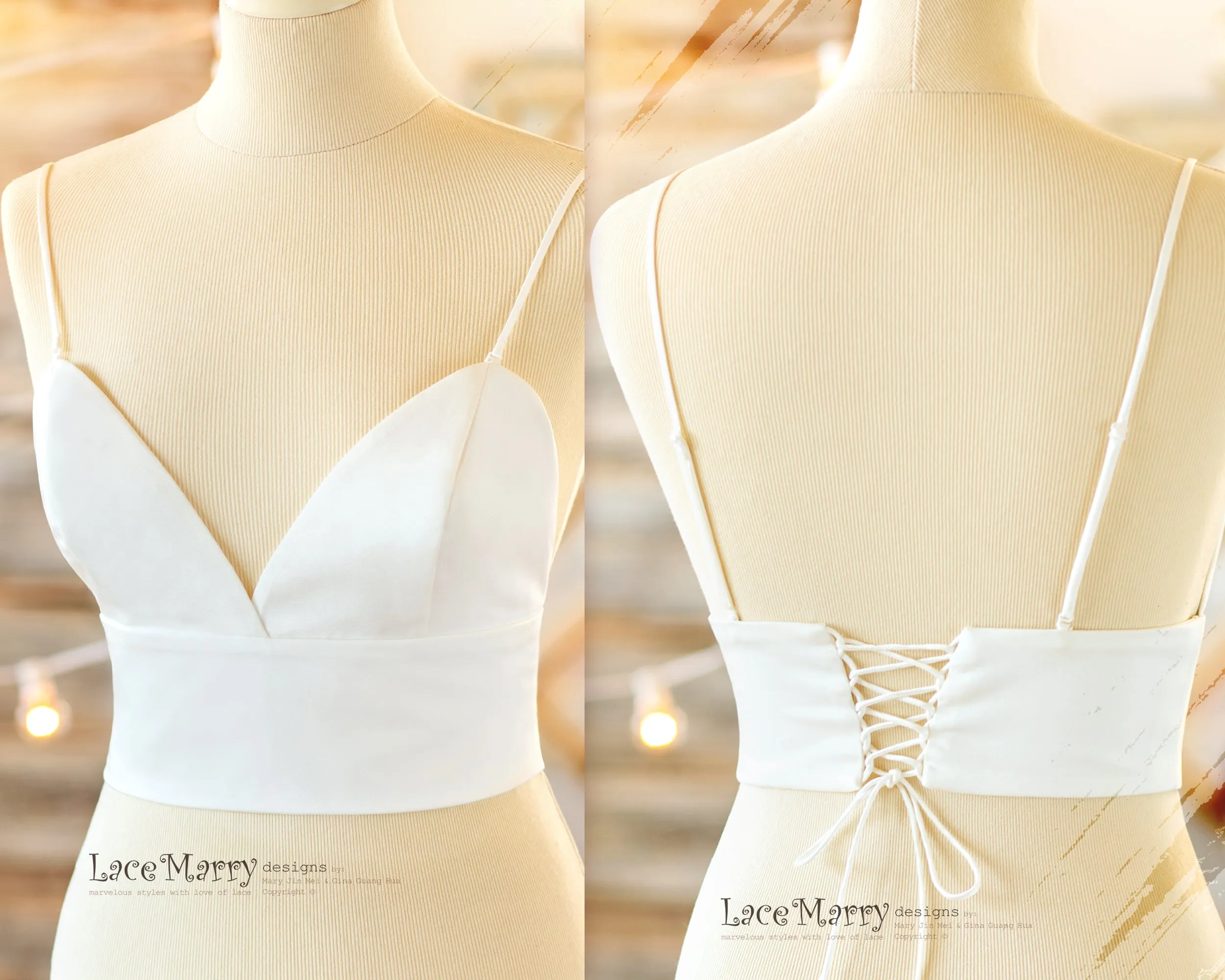 Charming Bridal Lace Crop Top with High Collar