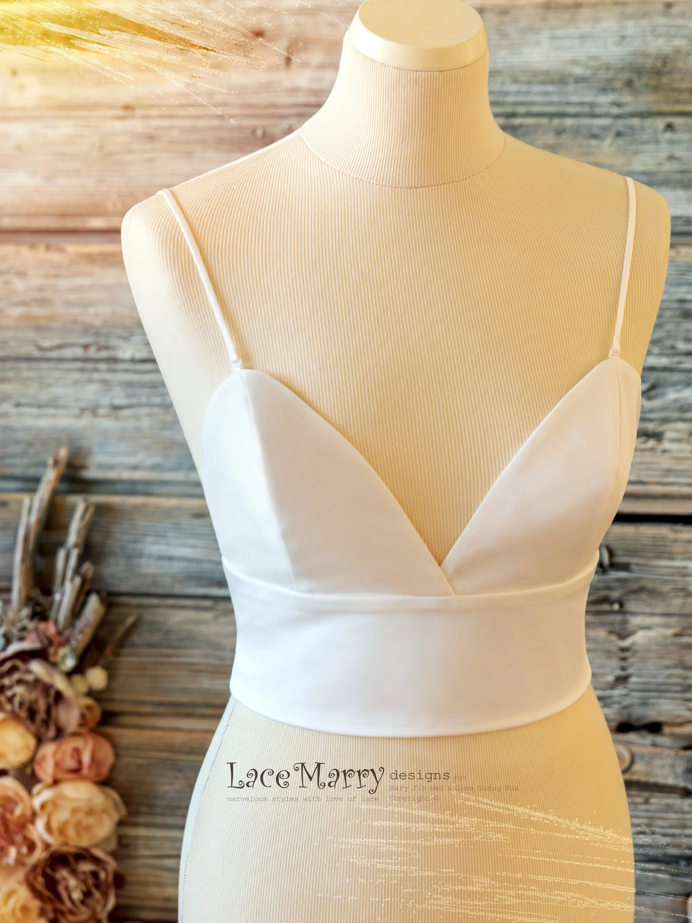 Charming Bridal Lace Crop Top with High Collar