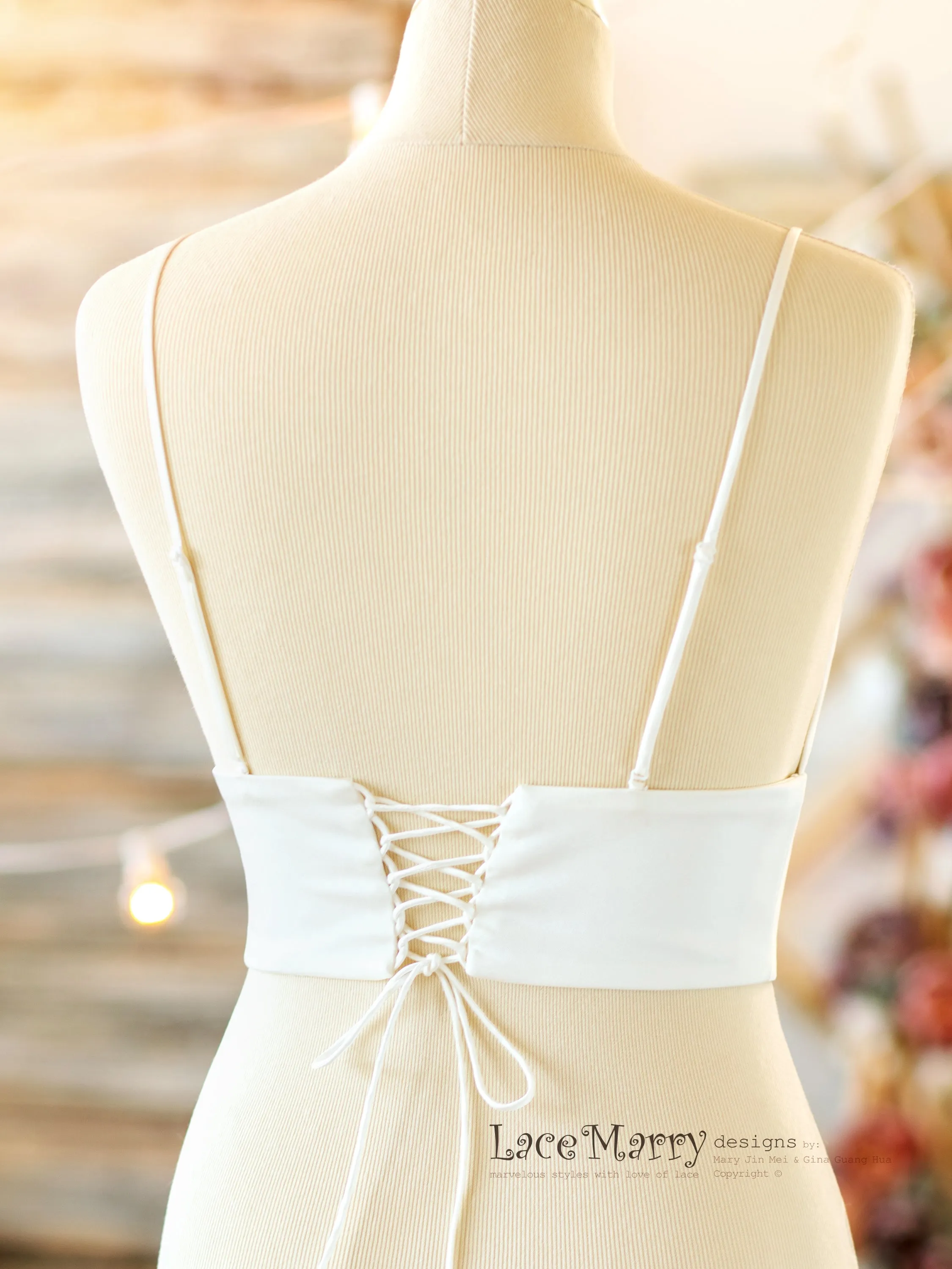 Charming Bridal Lace Crop Top with High Collar