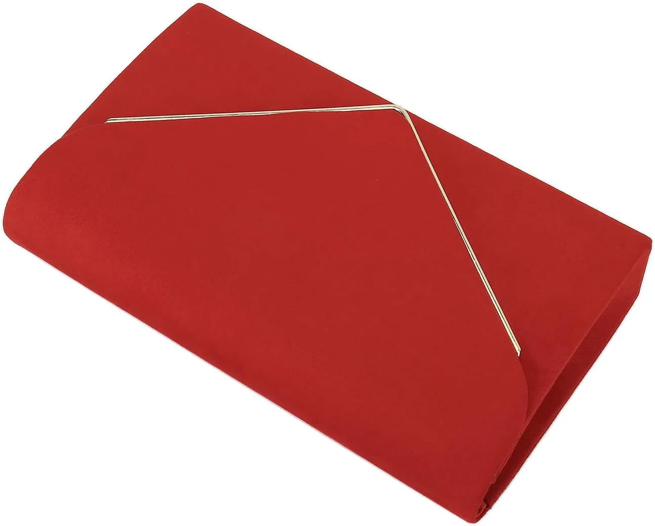 CHARMING TAILOR Faux Suede Clutch Bag Elegant Metal Binding Evening Purse for Wedding/Prom/Black-Tie Events