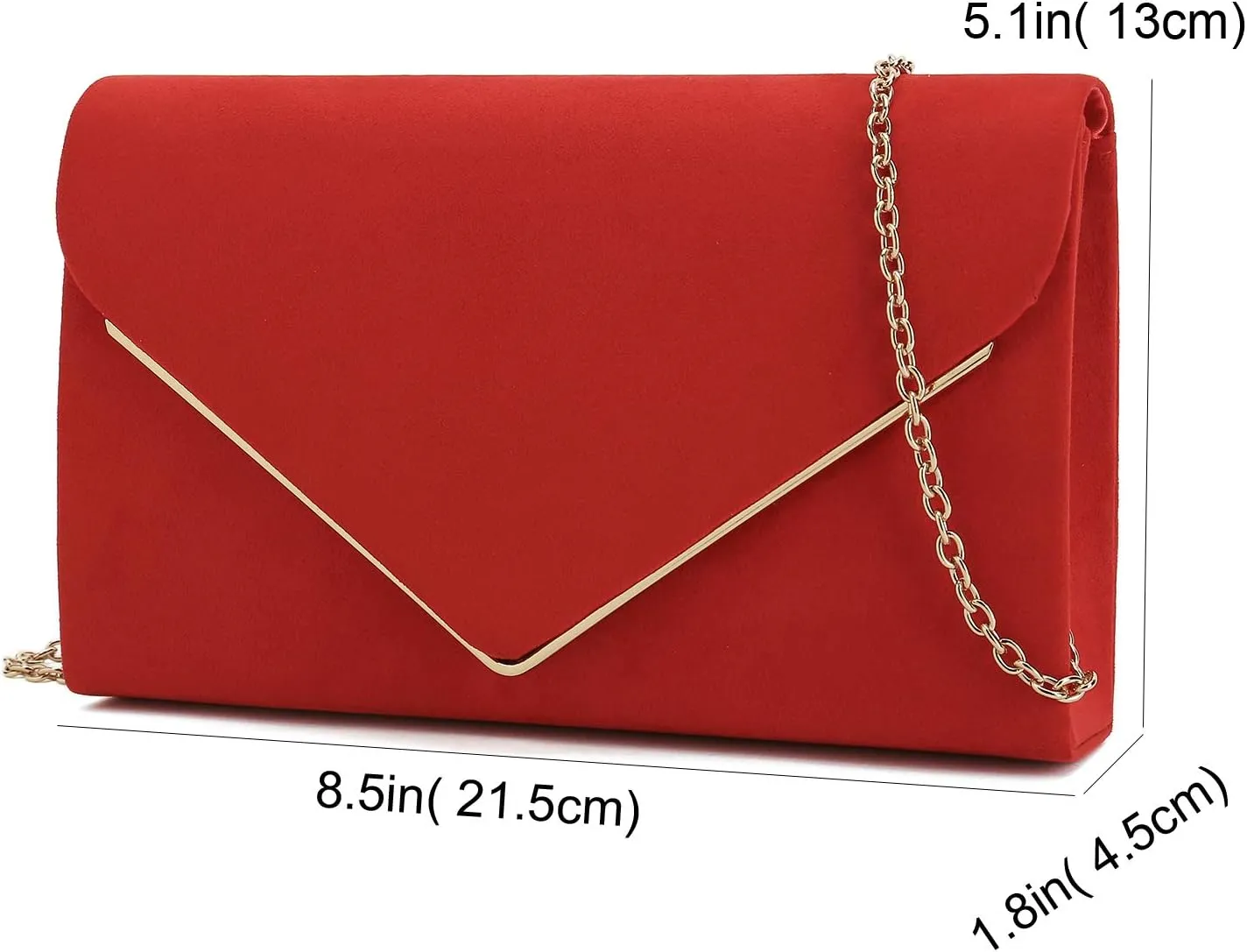 CHARMING TAILOR Faux Suede Clutch Bag Elegant Metal Binding Evening Purse for Wedding/Prom/Black-Tie Events