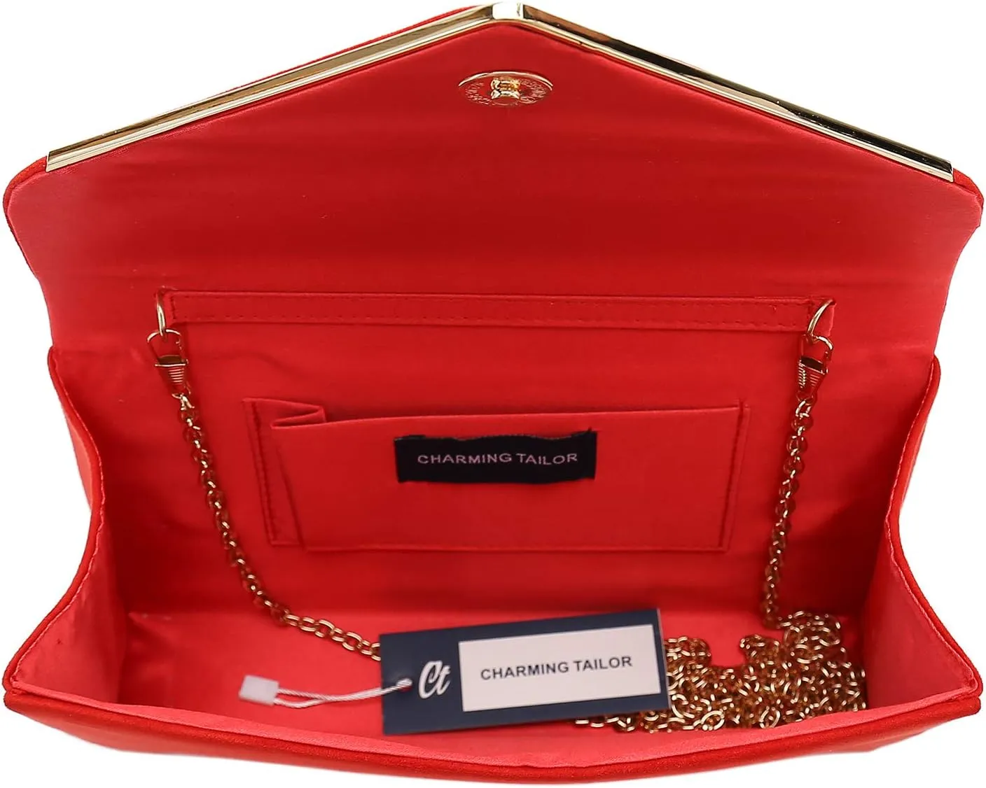 CHARMING TAILOR Faux Suede Clutch Bag Elegant Metal Binding Evening Purse for Wedding/Prom/Black-Tie Events