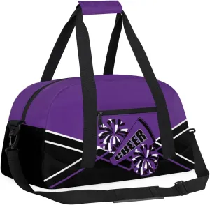 Cheer Kid Duffel Bag Collapsible Sports Gym Bags Travel Weekender Overnight Bag for Girls Boys Personalized Gymnastics Sleepover Bag Purple Black