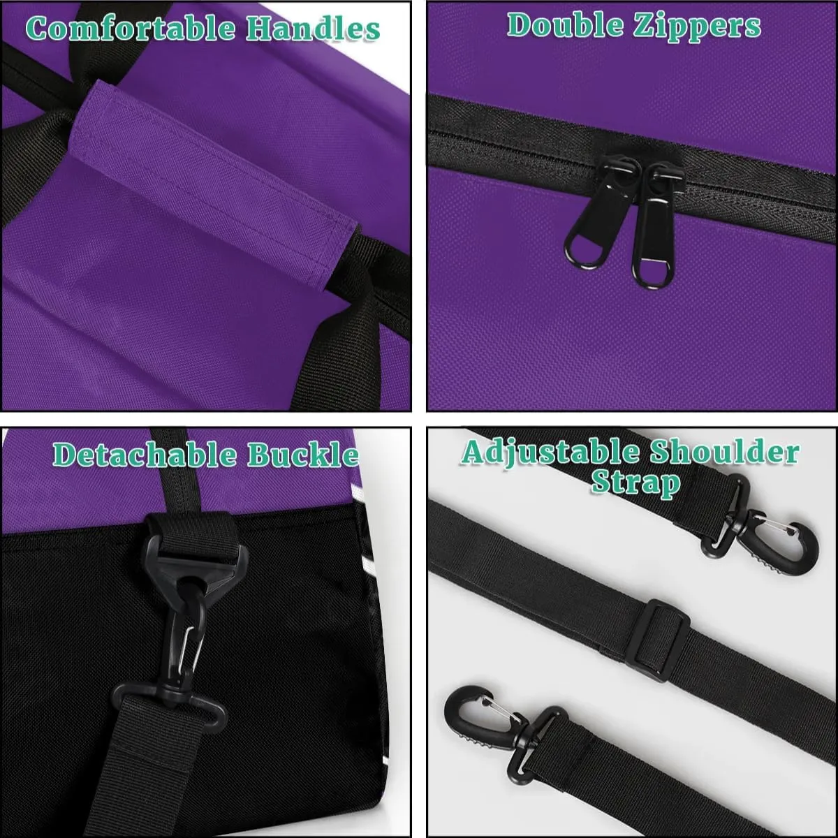 Cheer Kid Duffel Bag Collapsible Sports Gym Bags Travel Weekender Overnight Bag for Girls Boys Personalized Gymnastics Sleepover Bag Purple Black