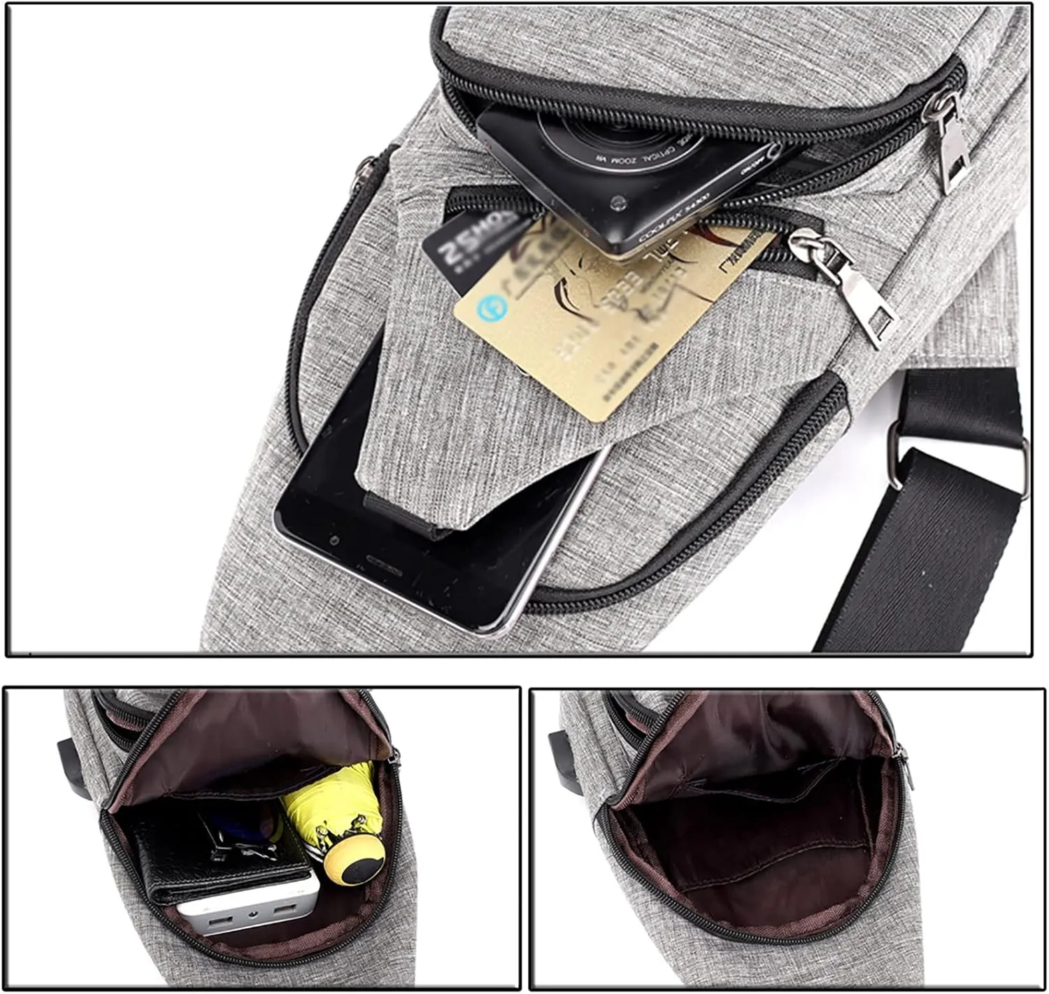 Chest Bag Daypack Fanny Pack Sling Bag For Men Women Shoulder Backpack Chest Bags Crossbody Daypack With USB